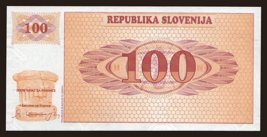 100 tolarjev, 1990