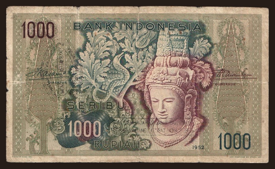 1000 rupiah, 1952