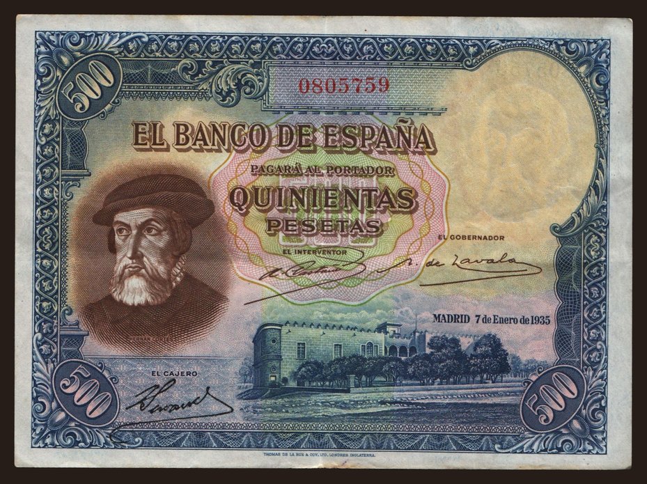 500 pesetas, 1935