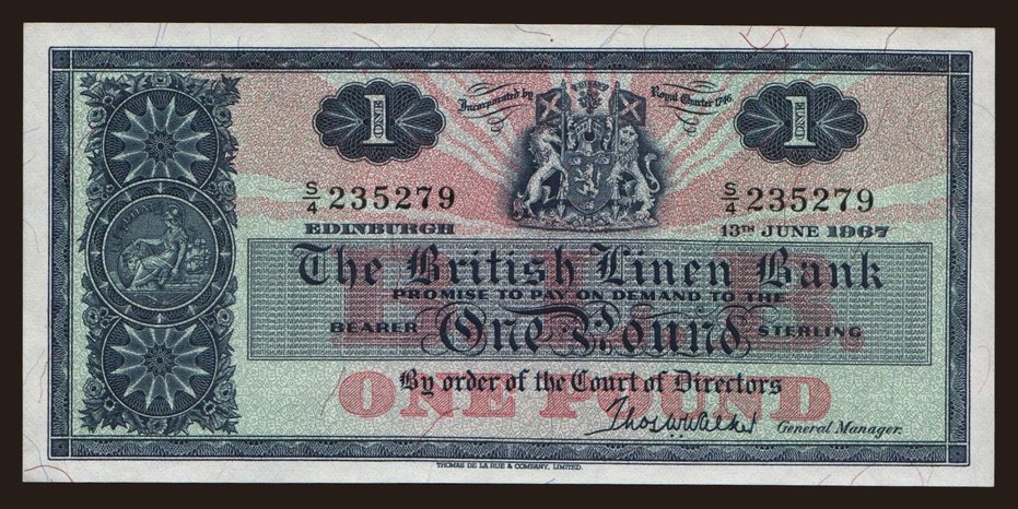 British Linen Bank, 1 Pound, 1967
