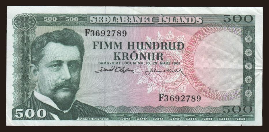 500 kronur, 1961