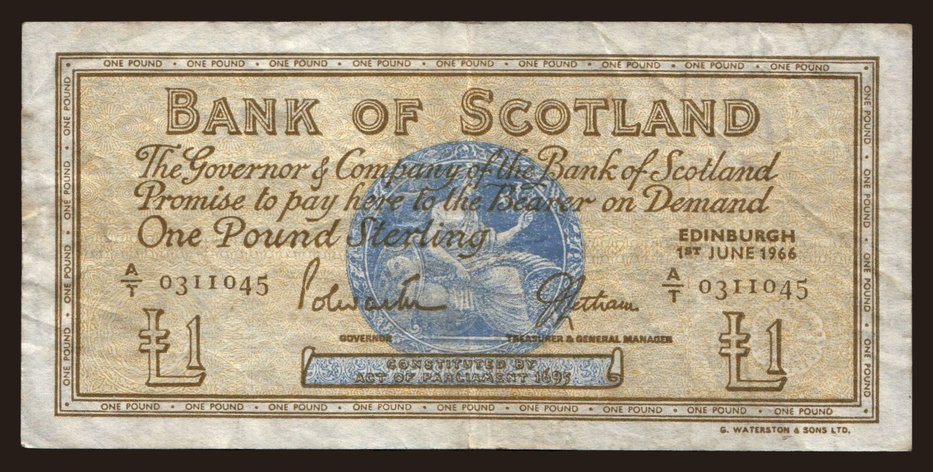 Bank of Scotland, 1 pound, 1966