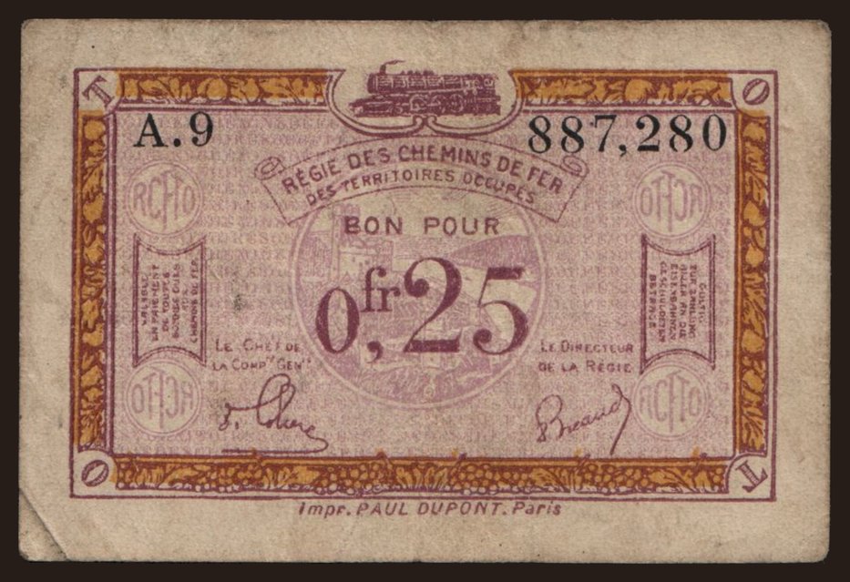 Rheinland, 0.25 Franc, 1923
