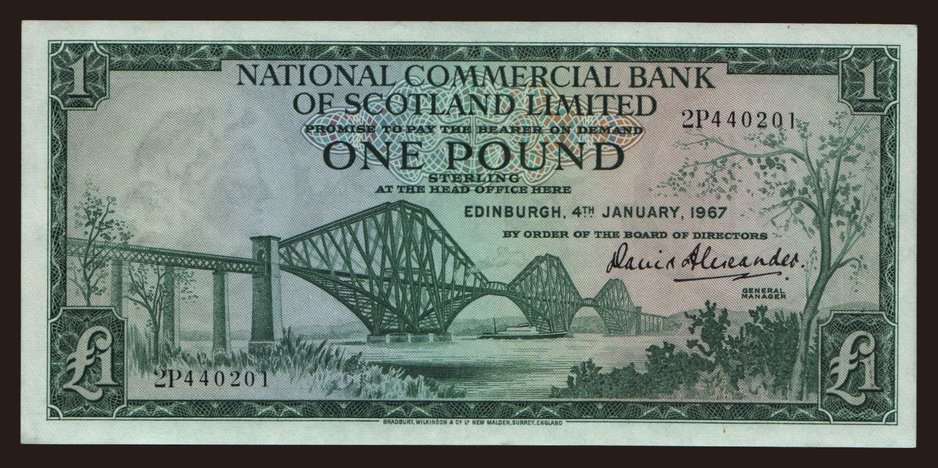 National Commercial Bank of Scotland Limited, 1 Pound, 1967