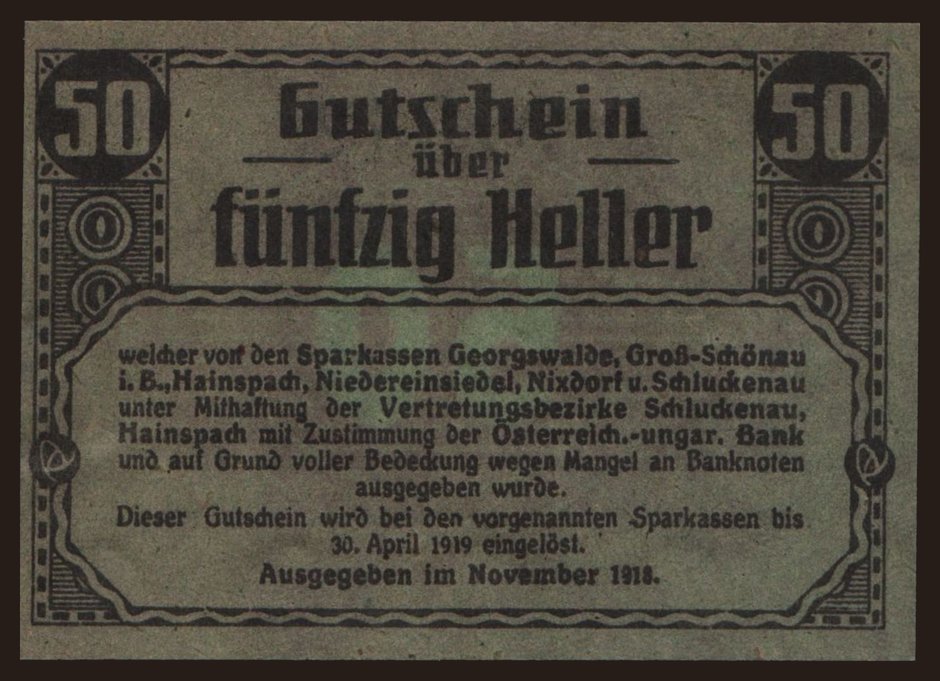 Graslitz, 50 Heller, 1918