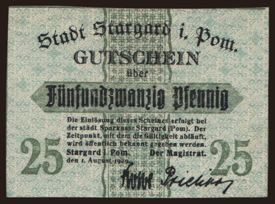 Stargard (Stargard Szczeciński), 25 Pfennig, 1920