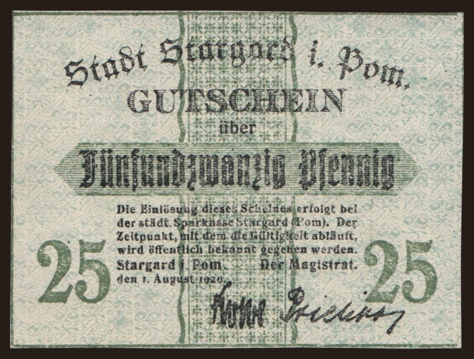 Stargard (Stargard Szczeciński), 25 Pfennig, 1920