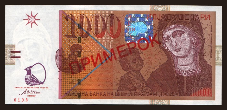 1000 denari, 2003, SPECIMEN