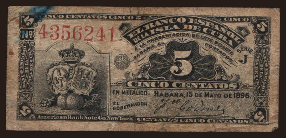 5 centavos, 1896