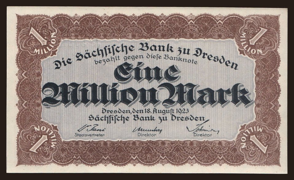 Sächsische Bank zu Dresden, 1.000.000 Mark, 1923