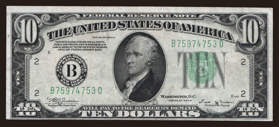 10 dollars, 1934