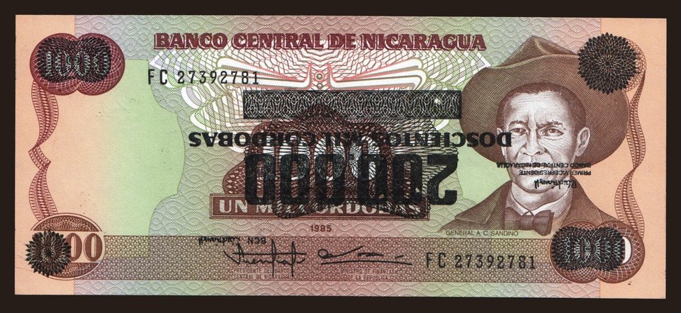 200.000 cordobas, 1990, ERROR