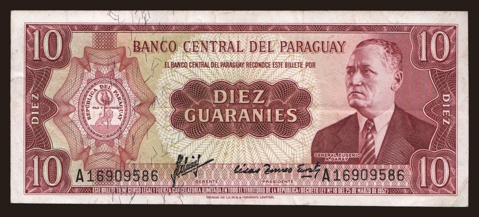 10 guaranies, 1952