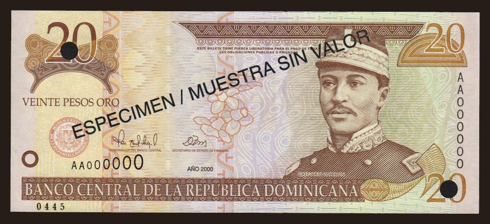 20 pesos, 2000, SPECIMEN