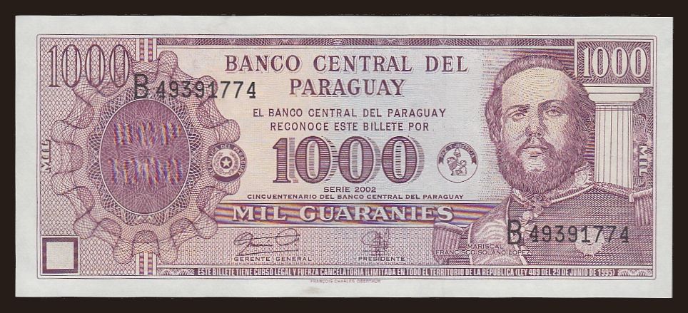 1000 guaranies, 2002