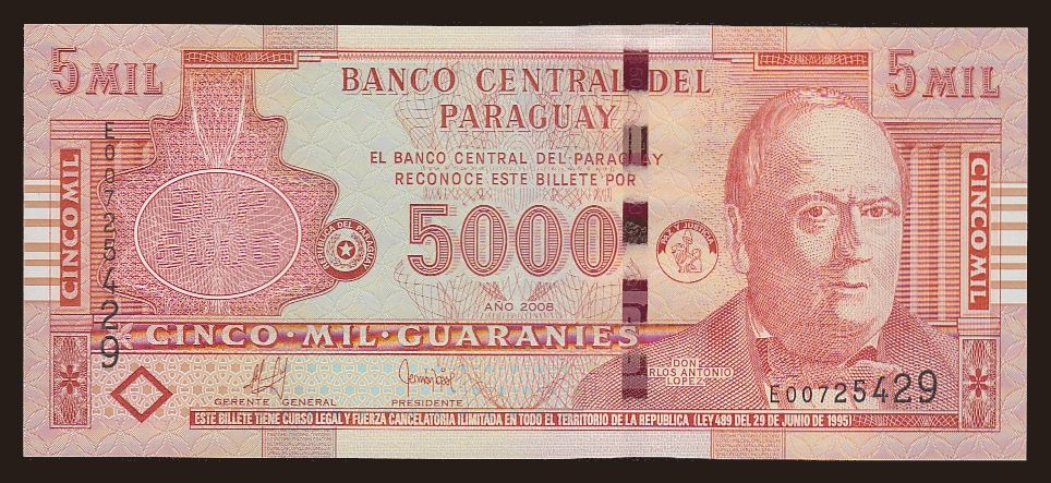 5000 guaranies, 2008
