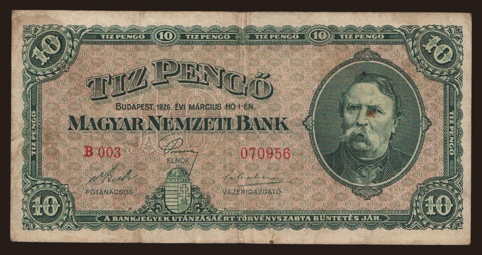 10 pengő, 1926