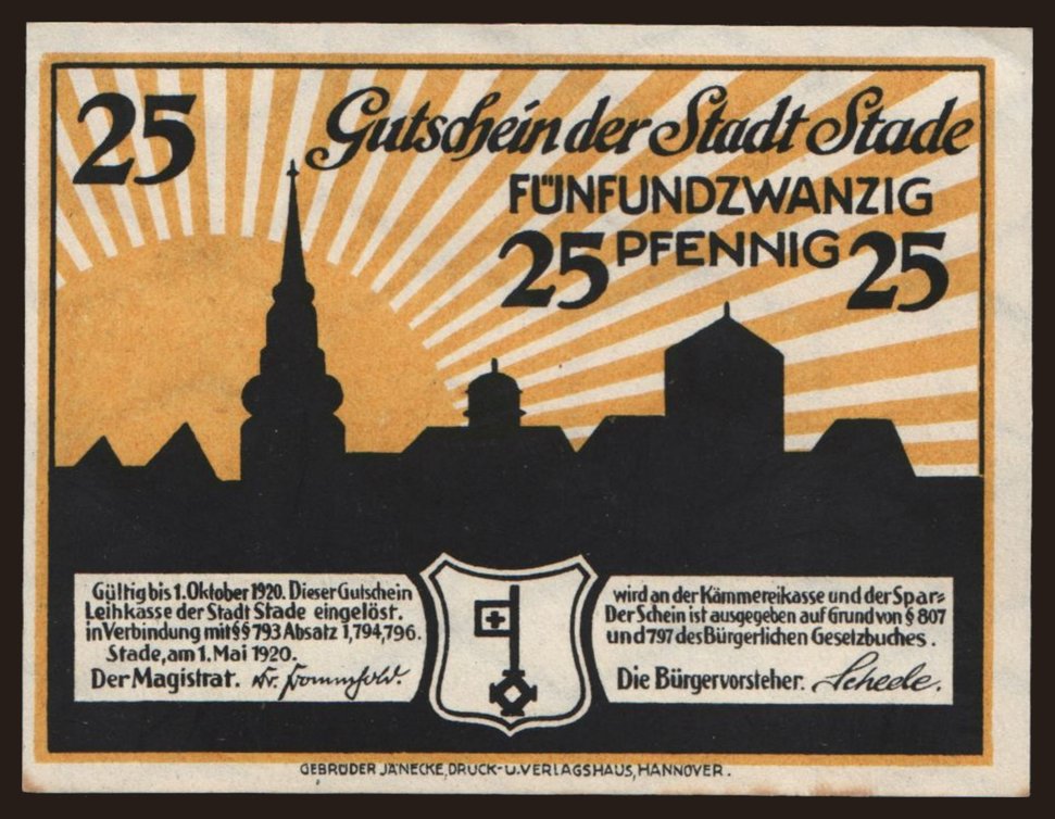 Stade, 25 Pfennig, 1920