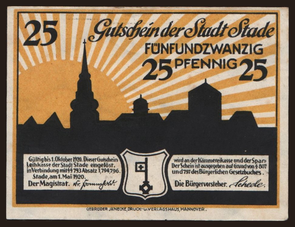 Stade, 25 Pfennig, 1920