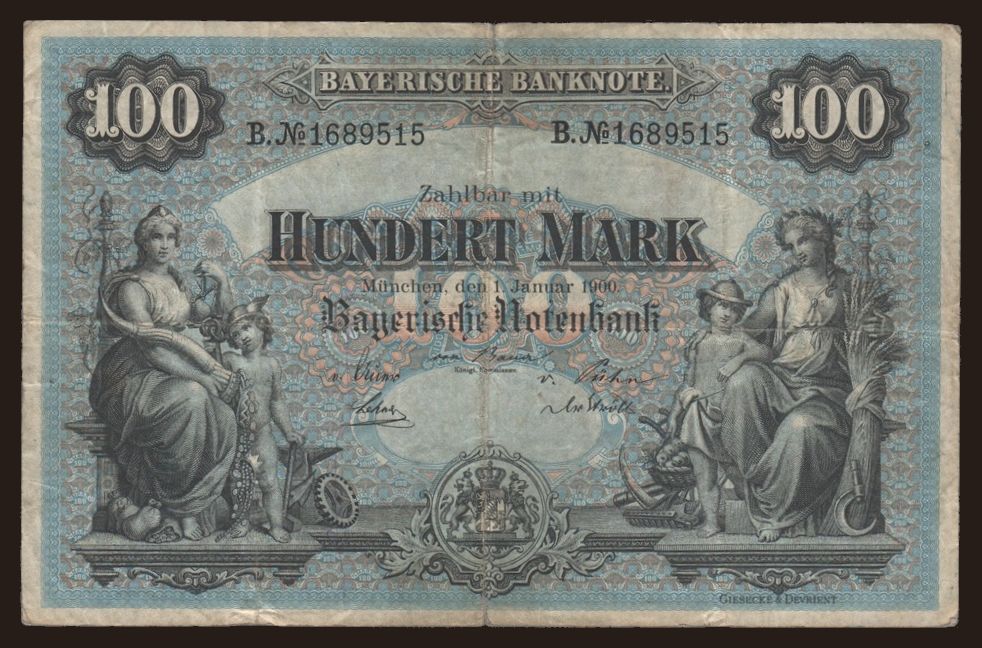 Bayerische Notenbank, 100 Mark, 1900