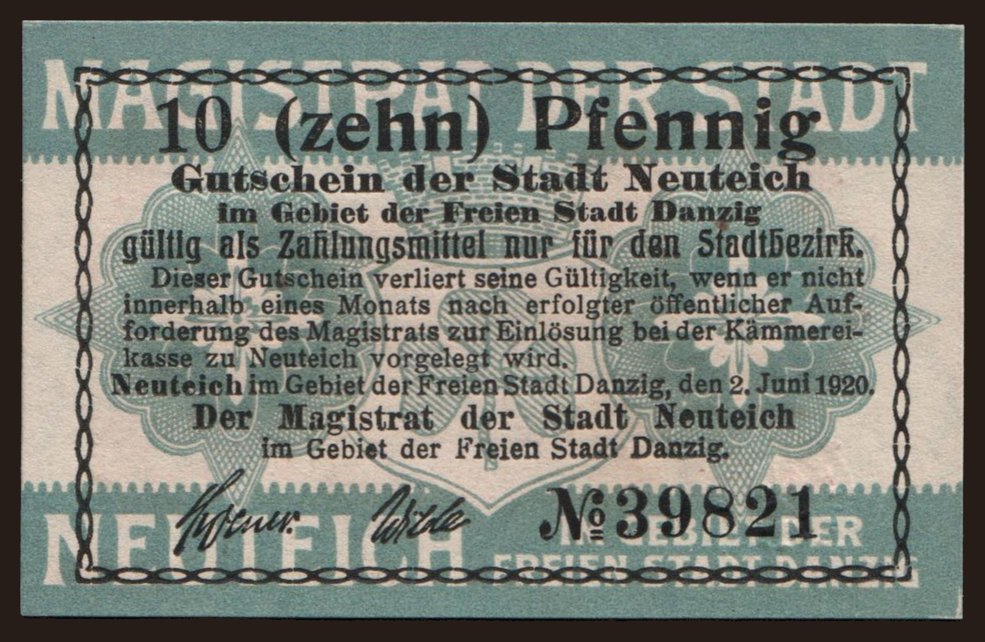 Neuteich, 10 Pfennig, 1920