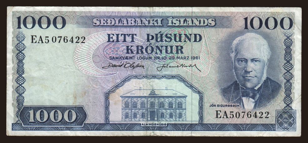 1000 kronur, 1961