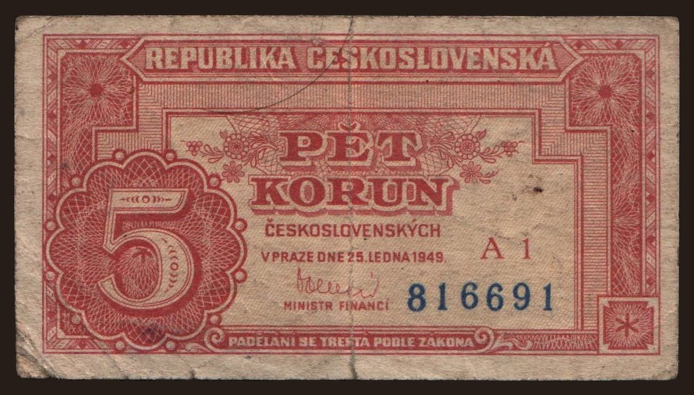 5 korun, 1949
