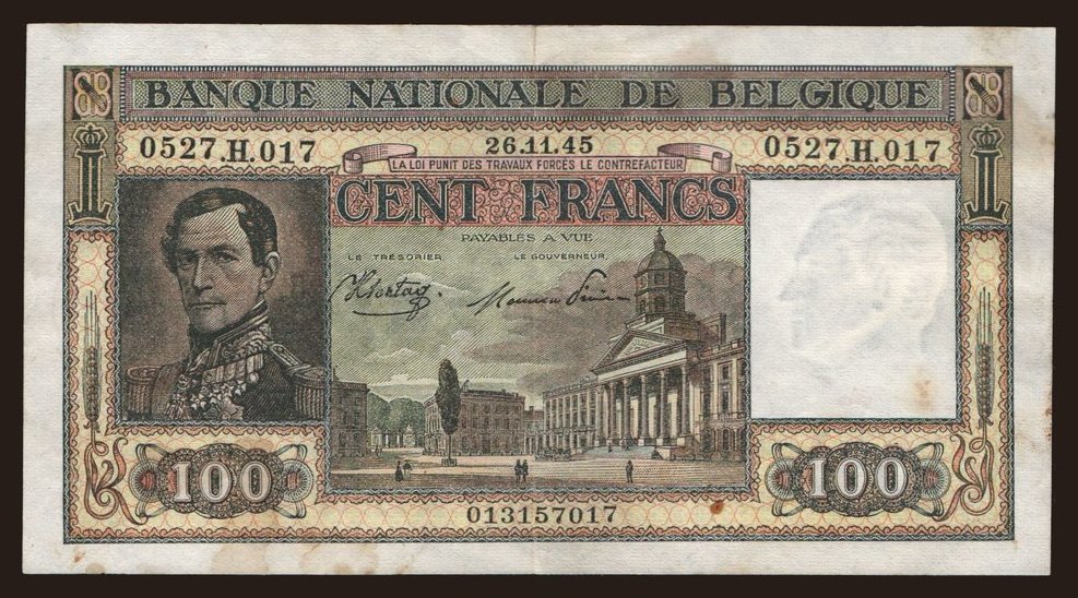 100 francs, 1945