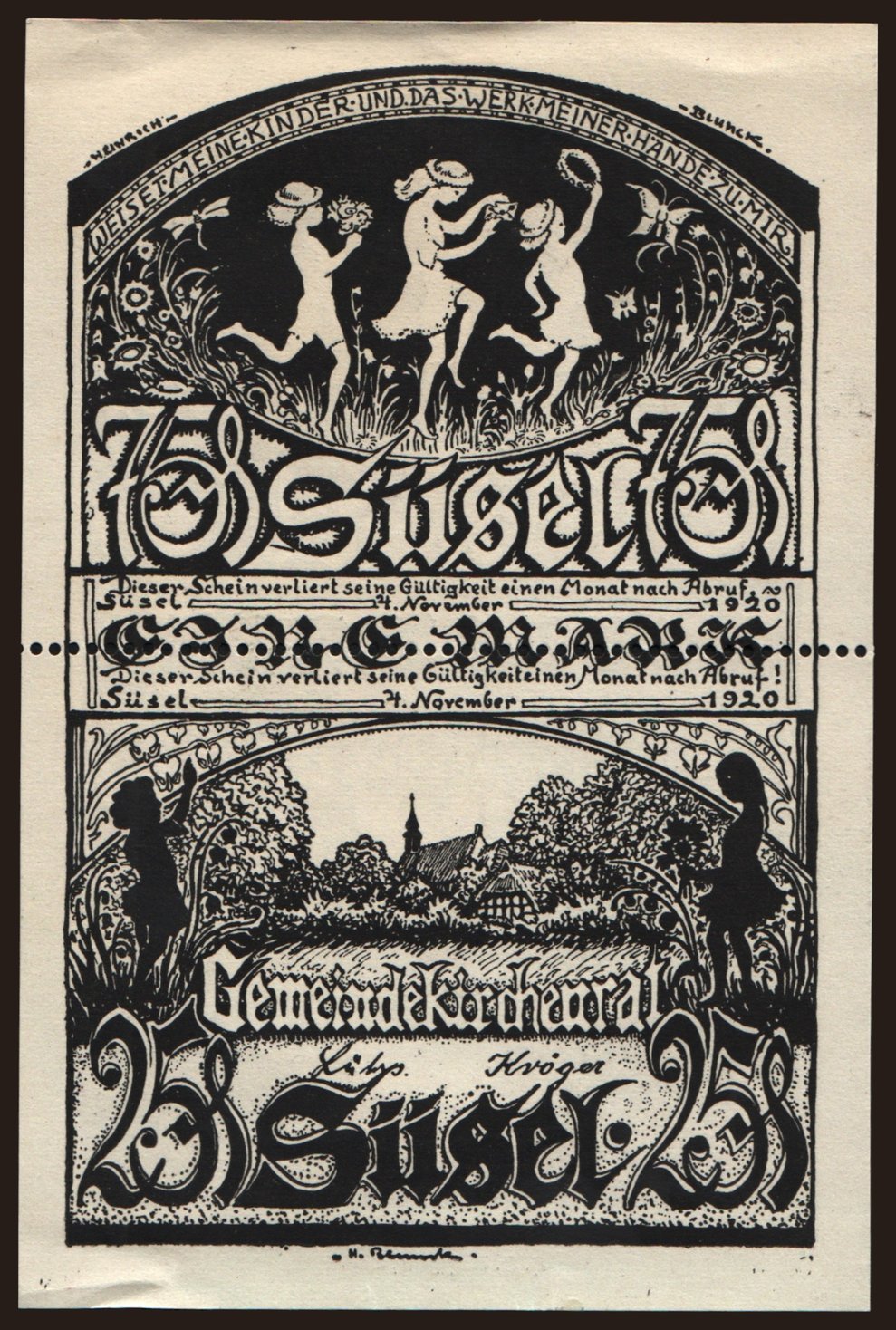Süsel/ Gemeindekirchenrat, 1 Mark, 1920