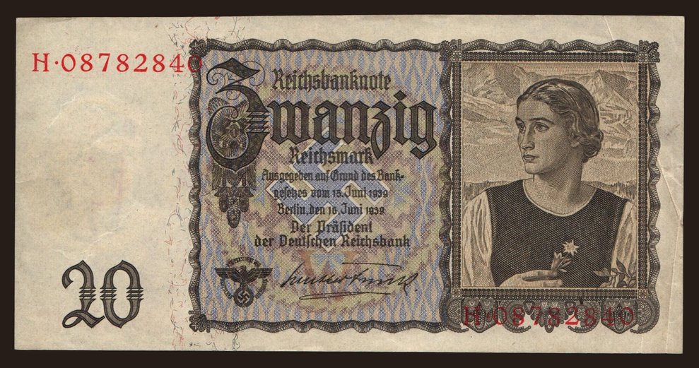 20 Reichsmark, 1939(44)