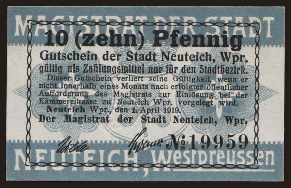 Neuteich, 10 Pfennig, 1919