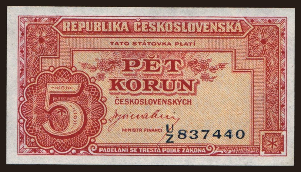5 korun, 1945