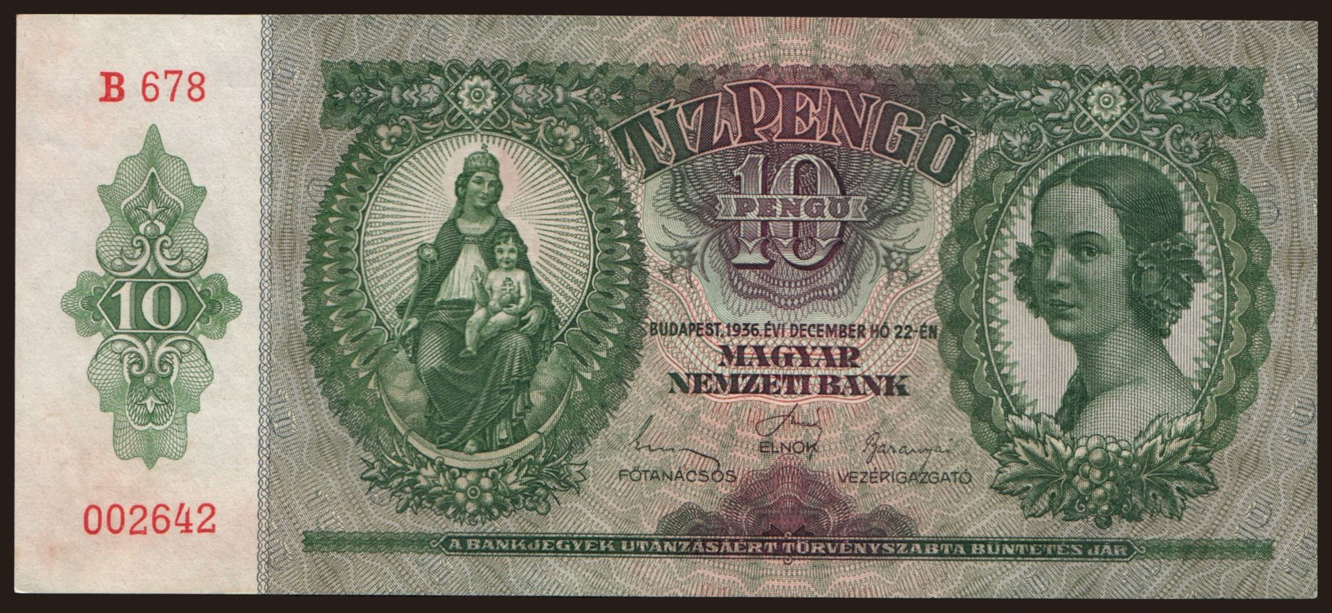 10 pengő, 1936 | notafilia-kp.com