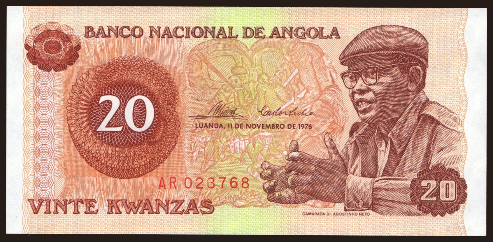 20 Kwanzas 1976 Notafilia kp