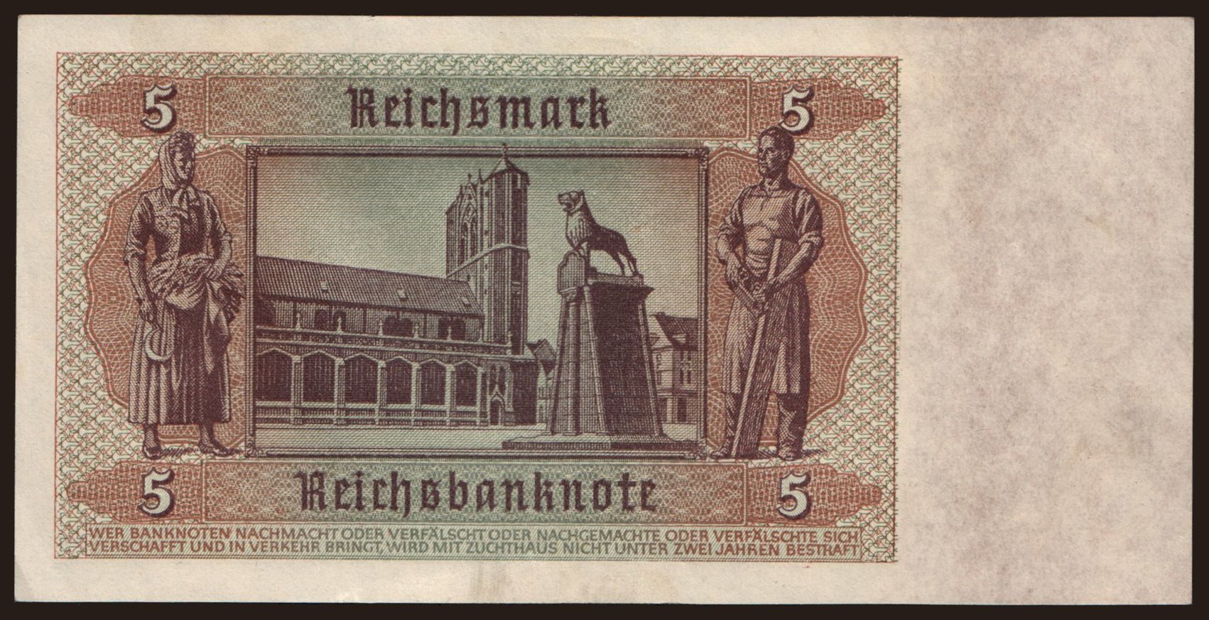 Fine 5 Reichsmark 1942 Germany P 186 a 