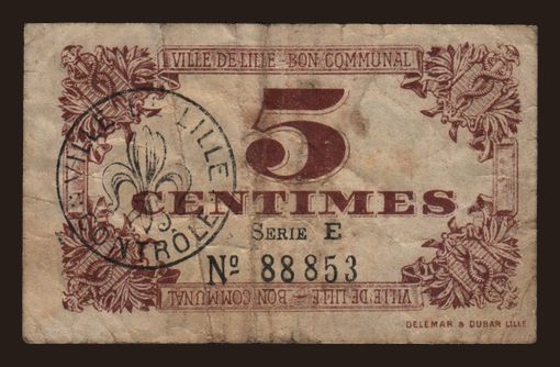 Lille, 5 centimes, 1918 | notafilia-kp.com